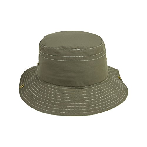 Juniper Taslon Uv Bucket Cap With Snap Brim, Medium/Large, Brown/Khaki #TOP3