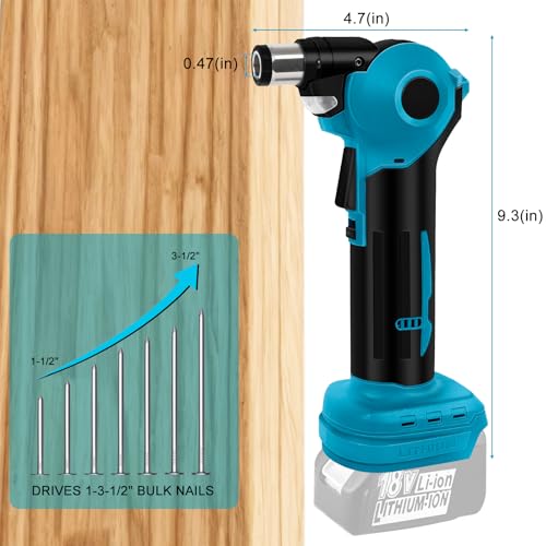 Daspom Palm Nailer sem fio com ponta magnética, martelo automático compatível com bateria Ma-kita de