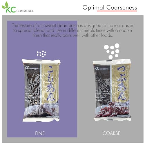 KC Commerce Sweetened Red Bean Paste - Adzuki Beans, Japanese Mochi Rice Cake Sweets Anko, Mashed TSUBUAN, VEGAN & GLUTEN-FREE, NO PRESERVATIVE, NO-MSG, NON-GMO, 14.11oz