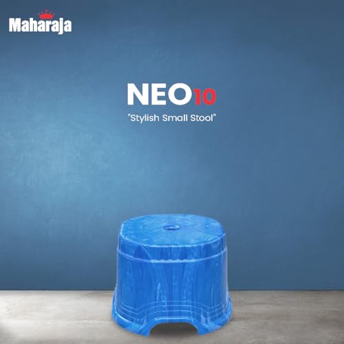 Image of MAHARAJA Neo Plastic Sitting Stool for Indoor Or Outdoor | Kitchen & Living Room (Blue, Pack of 2 (10 inch))