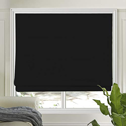 Letau Velvet Roman Shades Window Blinds, Black Premium Custom Washable Fabric Roman Shades For Windows, Doors, French Doors, Kitchen Windows #TOP23