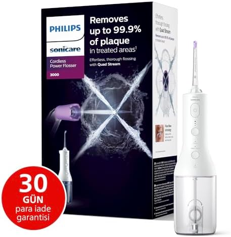 Philips Sonicare Power Flosser 3000 bezprzewodowy irygator do jamy ustnej; płyn do zębów, dziąseł i pielęgnacji zębów, biały (model HX3826/31)
