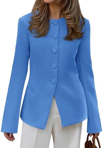 BTFBM Blazers for Women Business Casual Open Front Long Sleeve Button Work Office Suit Jackets Dressy Blazer Pockets