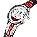 NIBOSI Watches for Men Analog Quartz Clown Dial Unique Weird Fashion Cool Wrist Watch Waterproof Red Leather Strap Men's Watches