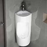 Urinflasche aus Keramik mit Wasserhahn und Waschbecken, spritzwassergeschützt, geruchsdichtes Design für Badezimmer, Hotels und Einkaufsbereiche