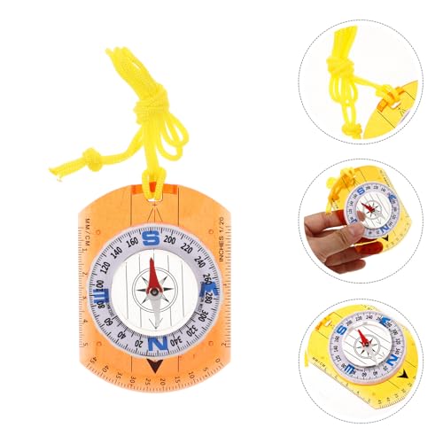 Brújula portátil de alta precisión para senderismo con lanyard naranja miniatura 7