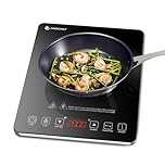 Plaque à induction, AMZCHEF Plaque Induction avec design ultra-mince,20 niveaux de température et 20 réglages de puissance, Plaque Induction 2000W avec minuterie de 3 heures,verrouillage de sécurité