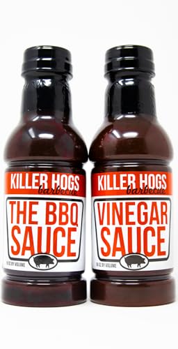Killer Hogs The BBQ Sauce & Vinegar Sauce Pack of 2 Bottles | Use for all your Grillings Needs including Chicken, Beef, and Pork | 16 oz Per Bottle | 32 oz Total