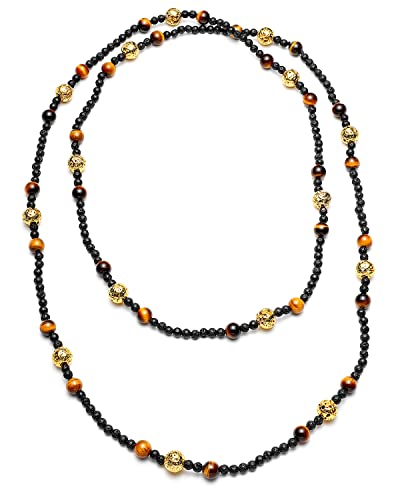 Jewboo Collares largos para mujer, ojo de tigre/piedra de lava, collar con cuentas de difusor de aceites esenciales, meditación, regalos espirituales para mujeres Cover