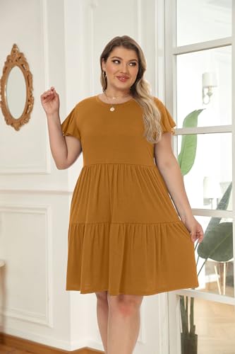 Image of HiMONE Summer Dresses for Women 2025 Vacation Sundresses Ruffle Sleeve Boat Neck with Pockets A Line Casual Dress XS-2XL