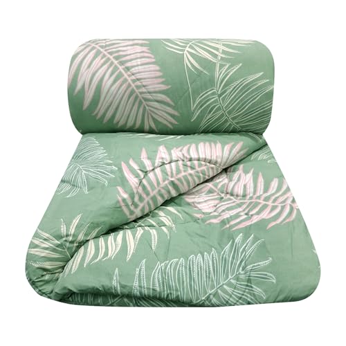 Image of MORADO Glace Cotton AC Comforter /Blanket /Quilt for Double Bed | Ultra Soft & Lightweight | All Season Reversible Comforter | Cozy Bedding for Home & Hotel | Size 90x100 Inches,Green & Leaf,Double