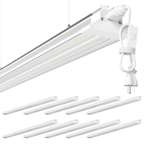 Image of Super Bright 120W 5000K 20000LM Led Shop Lights 8FT Hanging&Surface Mount | New Upgrade 8FT Led Shop Light 10Pack 8' Linkable Ceiling Lighting Garage Lights for Garage Workshop Shop Warehouse Workbench