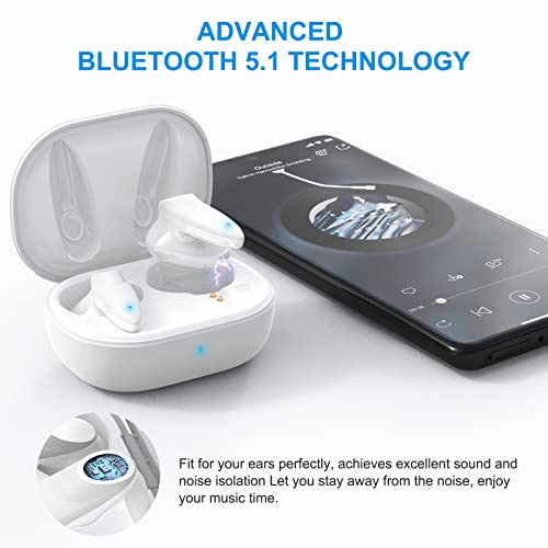 Funda resistente ACAGET y audífonos Bluetooth 5.1 blancos miniatura 2