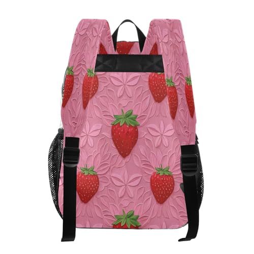 Bright Strawberry Clear Backpack - Stadium Approved Large 15.7-inch Waterproof Transparent Bag for Sports, Concerts, Work, Travel#4393