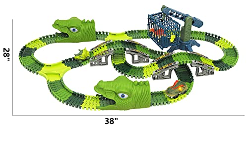 Dinosaur Track Toy Set, 277Pcs Dino Tracks With Race Car, Dino Race Track Tunnel, Dinosaur Egg And Cage, Flexible Dinosaur World Rack Track For 3 4 5 6 7 8 9 Years Old Boys & Girls #TOP6