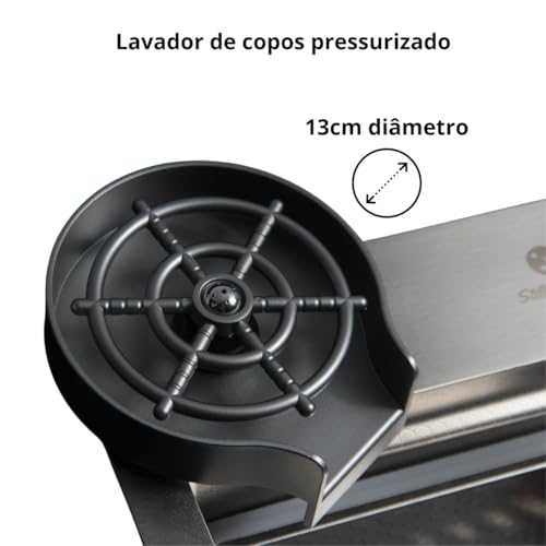 Cuba Gourmet Premium torneira cascata lavador copos completa aço inox 304