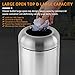 WICHEMI 16 Gallon Commercial Large Trash Can, Bullet Outdoor Trash Bin with Open Top Lid, Brushed Stainless Steel Garbage Can, Silver
