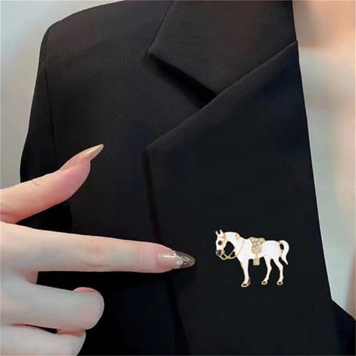 Image of Dreuyet Horse Brooch Pin Horse Racing Suit Lapel Pin for Women Men Rhinestone Antique Gold Horse Animal Brooch Clothing Outfits Accessory Jewelry