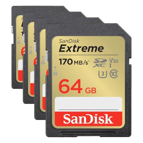 �y �T���f�B�X�N ���K�i �z SD�J�[�h 64GB SDXC Class10 UHS-I U3 V30 SanDisk Extreme SDSDXV2-064G-GHJIN �ȈՃf�U�C���p�b�P�[�W ���[�J�[�������ۏ� (× 4)