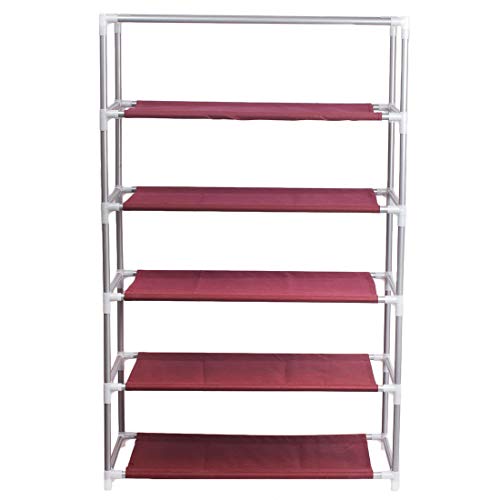 Image of Ebee Pink 5 Shelves Collapsible Shoe Rack