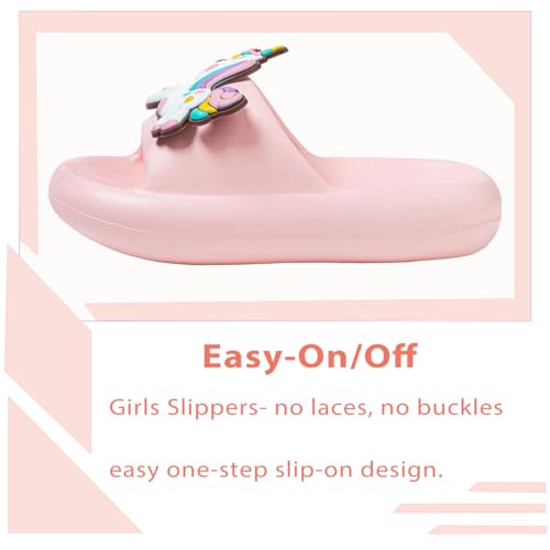 Image of Girls Cloud Bow Slide & Shower Slippers - Non-Slip Slip-On Kids Beach Pool Indoor Outdoor Shoes