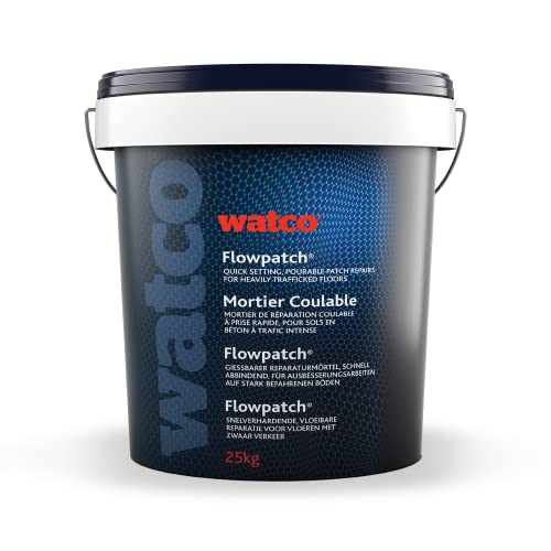 Watco Flowpatch - Pourable Concrete Repair Mortar - Quick, Easy Repairs to Cracks and Holes - for Interior or Exterior Concrete (10kg, Mid Grey)