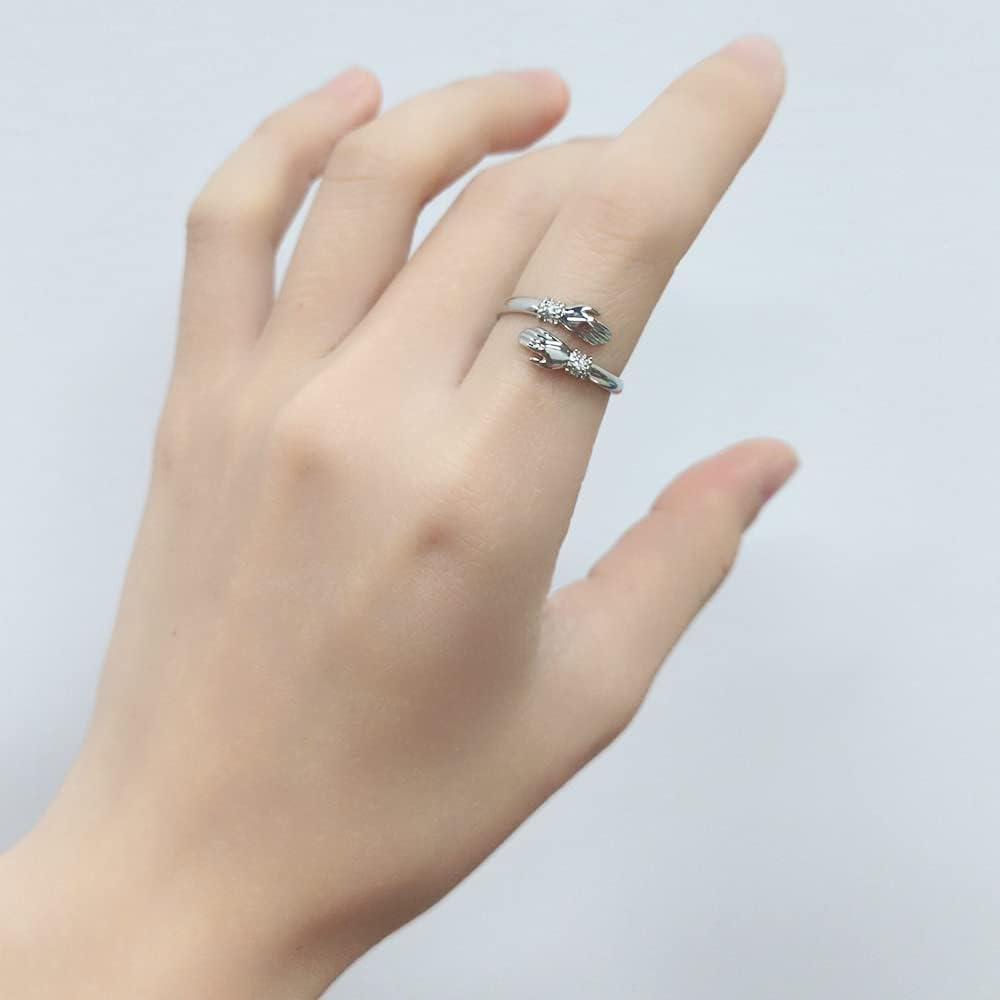 Hug Ring Always Sister Forever Friend Statement A Hug of Love Promise Open Rings Adjustable Sterling Silver Plated Crystal Friendship Birthday Jewelry Gifts for Women My Beautiful Ststers - Image 4