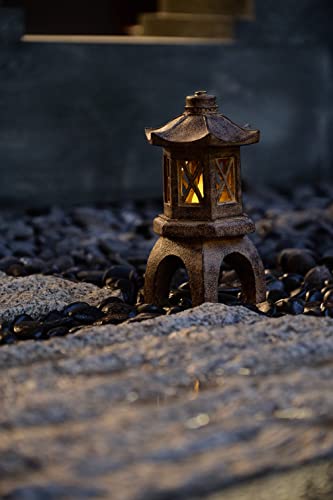 Teresa'S Collections Pagoda Lantern Garden Statues With Flickering Solar Lights thumb #4
