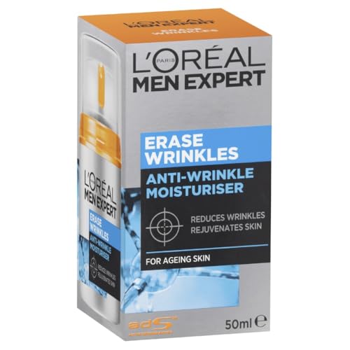 L'Oréal Paris Men Expert Erase Wrinkles Moisturising Cream For Men, Firms and hydrates, 50ml
