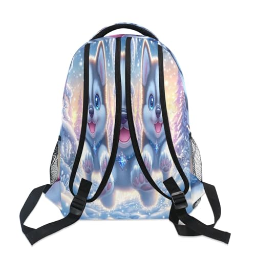 Cute Husky Dog Jumping Backpack Lightweight School Bags Boys Girls Bookbag Kids Travel Rucksack4