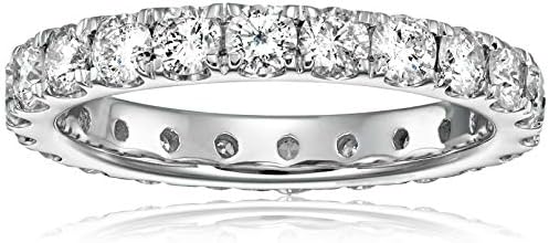 2 cttw Diamond Wedding Anniversary Band for Women Full Eternity Diamond Engagement Ring 14K White Gold Round Prong Set Size 4.5-10