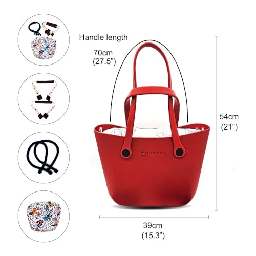 Image of Rubber tote bag for women lightweight | EVA beach bag waterproof | Inner bag |Three pairs of handles