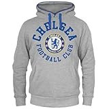 Chelsea FC Official Soccer Gift Mens Fleece Hoody Grey Large