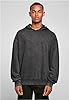 Build Your Brand Men's Acid Washed Oversized Hoody Hooded Sweatshirt, Black, 4XL #4