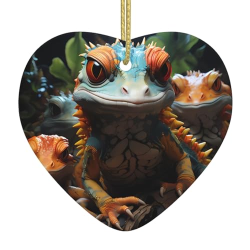 Albero di Natale in ceramica appeso Love Pendant YYHHAOFA Colorful Lizards Picture Decoration centri commerciali, supermercati, negozi