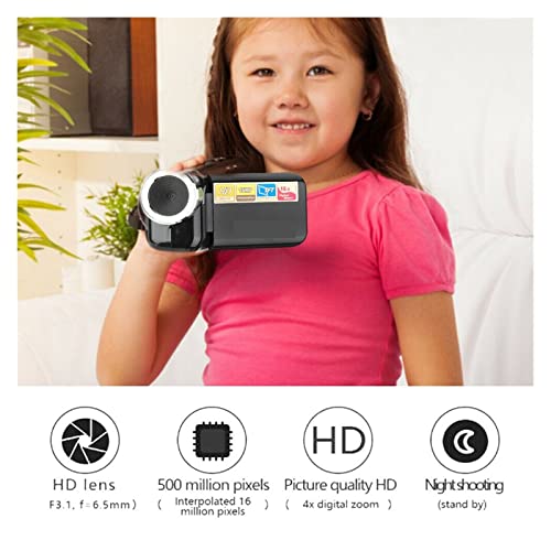 Video Camera Camcorder, 16MP 2inch LCD HD 16X Digital Zoom Camcorder Video Camera Shooting Photography Video Camcorder Wedding DVR Record(Red)