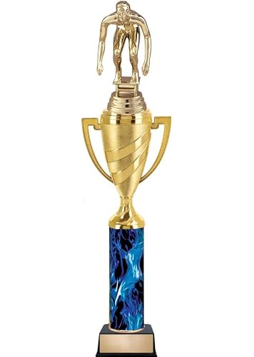 Crown Awards Personalized Swim Trophy, 14.25" Blue Male Startline Swimmer Trophy Prize, Personalize with Free Engraving