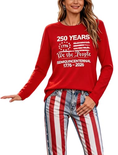 250 Anniversary USA Shirt Women 4th of July Shirts Patriotic Shirts American Flag Long Sleeve 250th Birthday Tee Tops — view 4