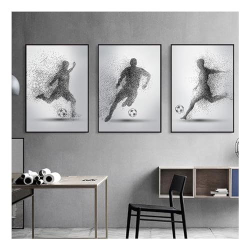 Affiche football abstrait 3 pièces 85x120cm sans cadre décoration murale salon
