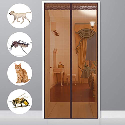 Preisvergleich Produktbild CHENG Fliegengitter Magnetvorhang 120x205cm Magnetischer Fliegenvorhang Moskitonetz Anti-Mosquito Insekt Hände frei Flure / Türen / Windows - Braun