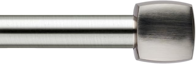 Curtain Poles Block Finials Extendable Curtain Pole Set 70 cm to 120 cm Satin Nickel 19 mm Diameter 28" to 48" Adjustable Single Curtain Rod