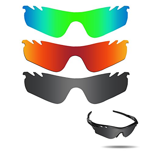 Fiskr Anti-Saltwater Lenses Replacement for Oakley RadarLock Path Vented Sunglasses 3 Pair Pack OO9181