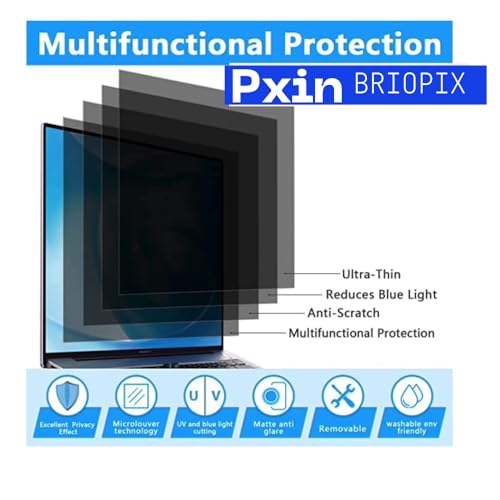 Image of Pxin 15.6 Inch Laptop Privacy Filter | No Eye Strain | Anti Glare, Anti UV & Blue Light UV /IR, Anti Scratch, Privacy Screen Protector | BLUVLIGHTBLOCK Tech
