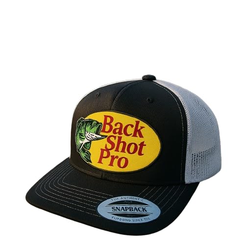 Back Shot Pro Bass Fishing Cap (Black White)