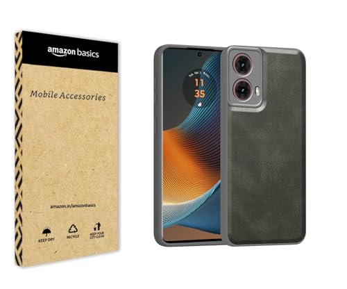 Image of amazon basics Back Cover for Moto Edge 50 Fusion 5G | Ultra Slim Soft Rubberised Case | Oil Feel Soft Leather Back | Camera Protection - Gray