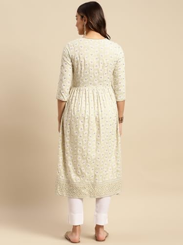 Image of rangita Rayon Calf Length Printed Flared Kurti for Women | Kurta for Women