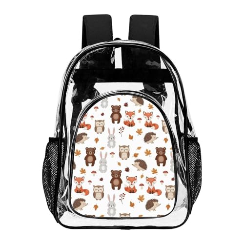 Heavy Duty Transparent Bag for Adults Cute Woodland Animals Concerts, Beach, Picnic, Going Out, Lightweight Portable Outdoor Sport Bags
