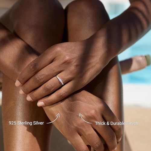 STORYJEWELLERY 925 Sterling Silver Stackable Rings for Women, Cubic Zirconia Eternity Wedding Bands for Women, Promise Rings for Her, Pinky Ring, Engagement Ring, Unique Gifts for Her3