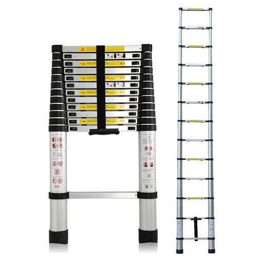 DayPlus 伸縮はしご 最長3.8 m (12.5 ft) 折り畳み伸縮梯子 多機能アルミはしご 持ち運びに便利 軽量 耐荷重150 kg 室内室外両用 自動ロック 安全ロック スライド式 アルミ梯子 ホームロフトオフィスに適合 日本語説明書 DayPlus 伸縮はしご 最長3.8 m (12.5 ft) 折り畳み伸縮梯子 多機能アルミはしご 持ち運びに便利 軽量 耐荷重150 kg 室内室外両用 自動ロック 安全ロック スライド式 アルミ梯子 ホームロフトオフィスに適合 日本語説明書