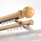 Doppio bastone per tenda beige effetto venature del legno, divisorio da parete per soggiorno o camera da letto, lunghezza 1,2 m, elegante soluzione decorativa per la casa.